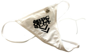 White & Blacked - QOS BBC ONLY SLUT - Logo - Fetish - Brazilian G-String Thong Tanga