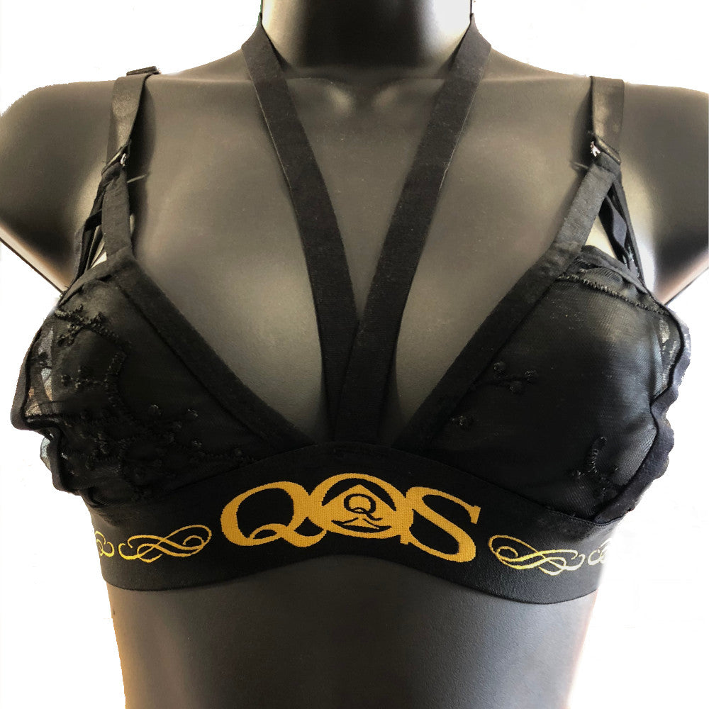 Black Queen of Spades - QOS Hollow Out Strap Lace Lingerie Set