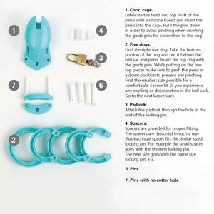 Turquoise (SHORT) SISSY Male Silicone Cock Cuck Cage Chastity Cage Device Penis Exercise
