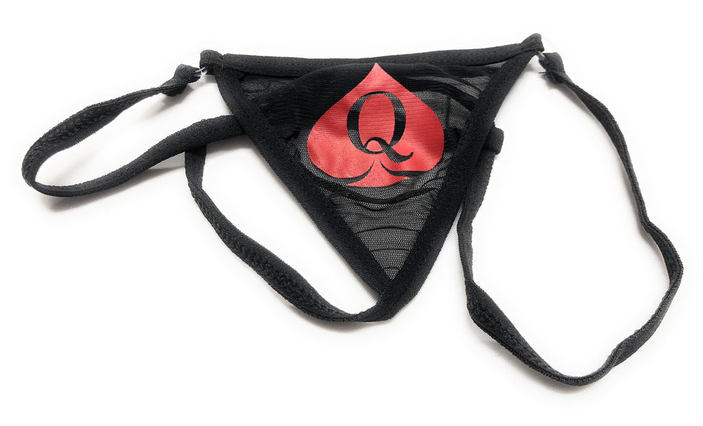 Sexy Black Fishnet Red Queen Of Spades - Fetish - Brazilian G-String Thong