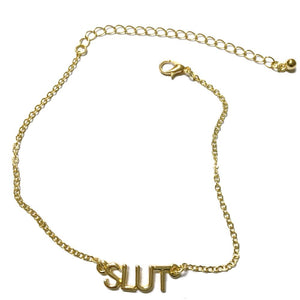 Queen Of Spades - "Slut" Letters - Chain Anklets - Slutty Gold