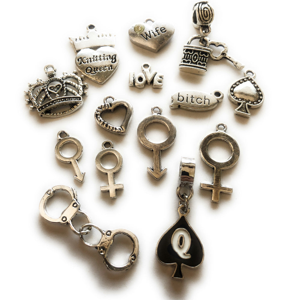 Swinger Lifestyle Jewelry - Combination Custom Letter Charms Symbols - Silver