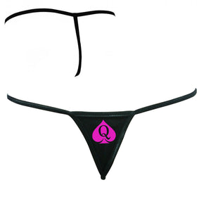 Sexy BBC Black Queen Of Spades - Vixen Hot-Pink QOS Logo- Fetish - Brazilian G-String Thong