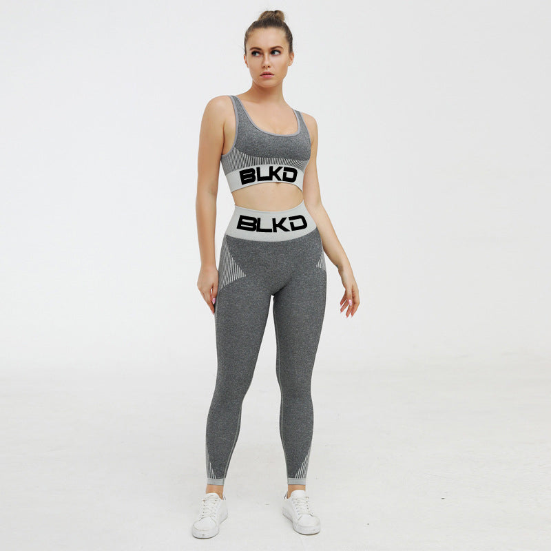 BLKD - 2 Piece Yoga Suit Seamless High Waist Tight-fitting Workout Outfit