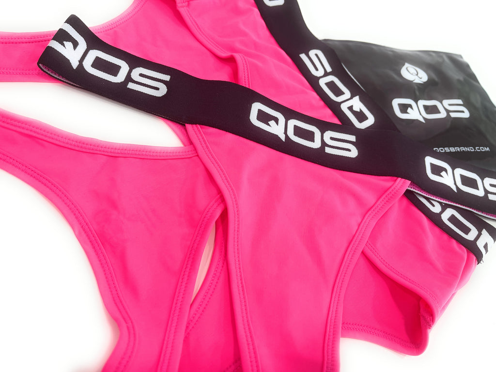 Hot Pink - QOS BRAND - Ladies Sports Bralette Set - Top & Bottom Bikini ( Comfy Fit )
