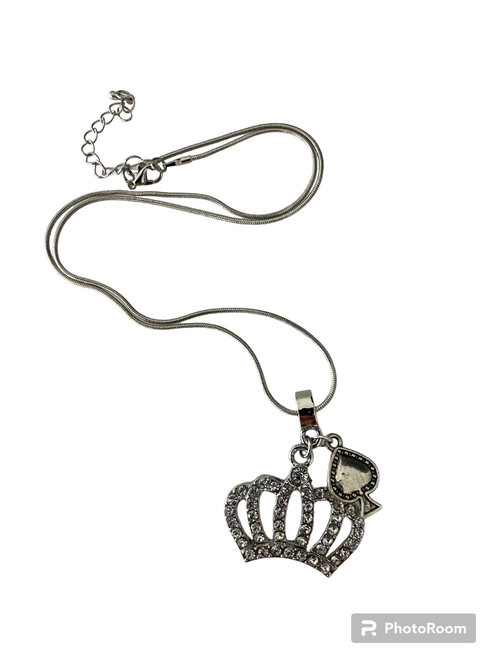 QOS Queen Of Spades - Silver Crown Charm Necklace V2 - Cuckold Jewelry
