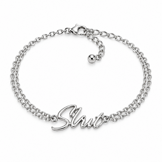 QOS Cursive Double-Row Chain Bracelet