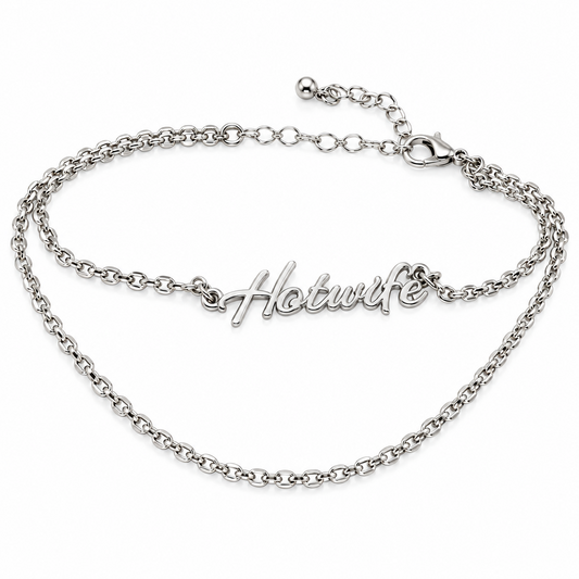 QOS Cursive Hotwife Double Row Chain Bracelet