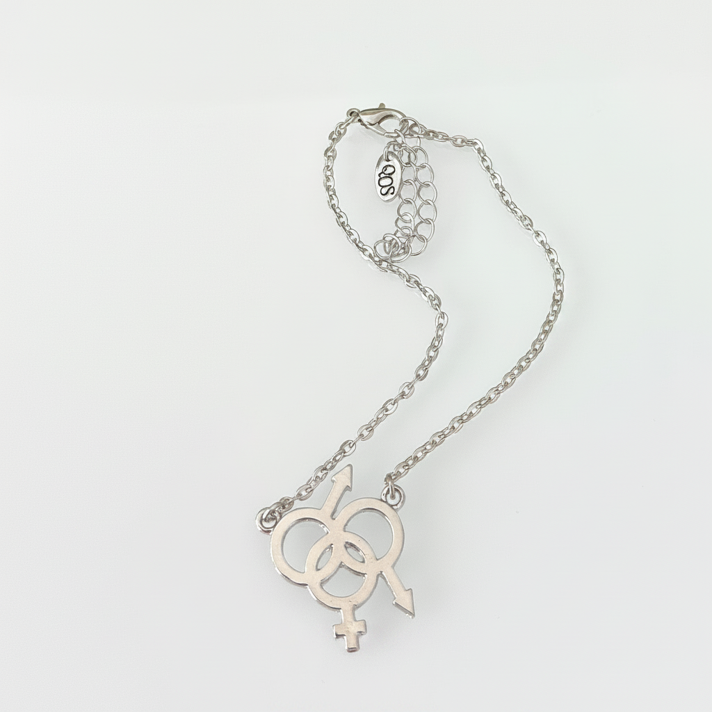 QOS Triple Symbol Charm Anklet — Silver