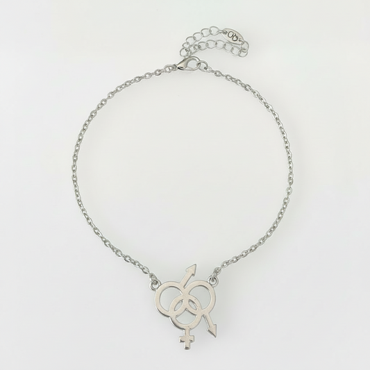 QOS Triple Symbol Charm Anklet — Silver