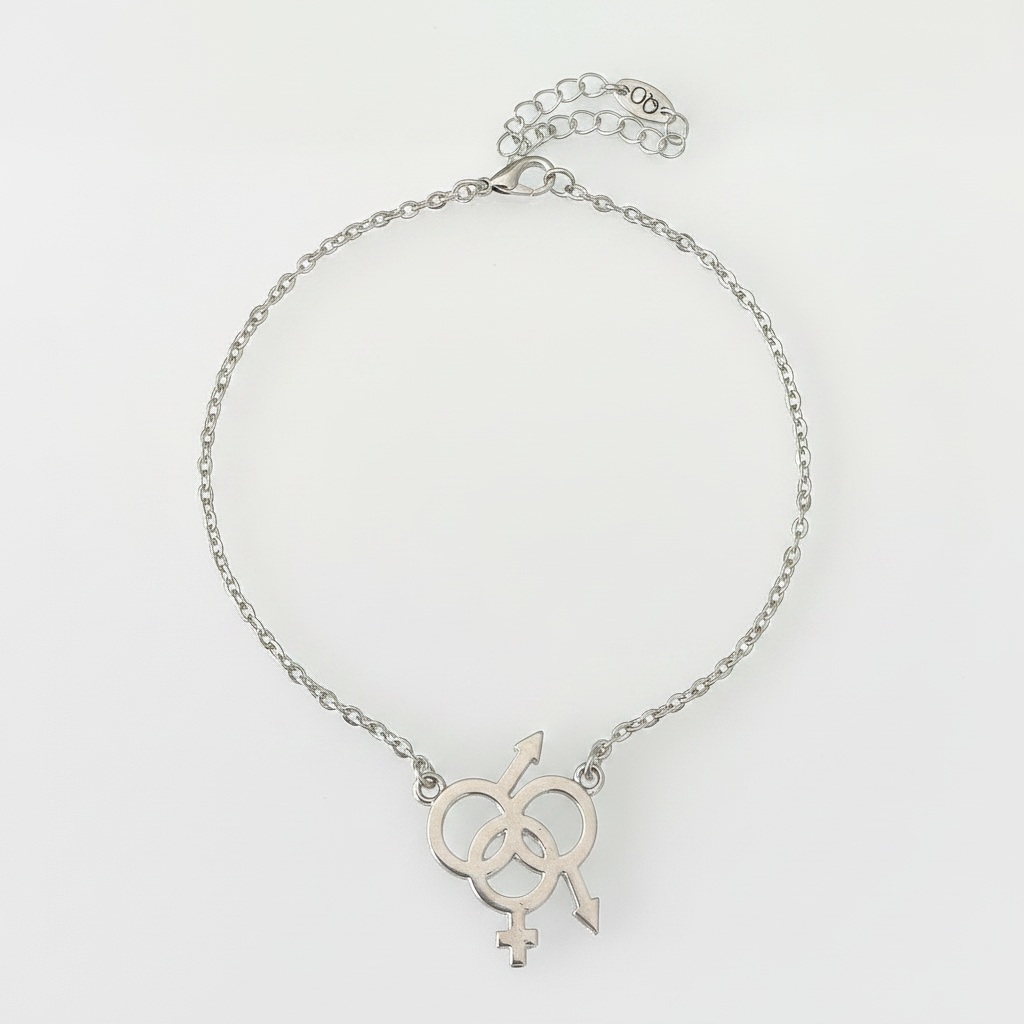 QOS Triple Symbol Charm Anklet — Silver