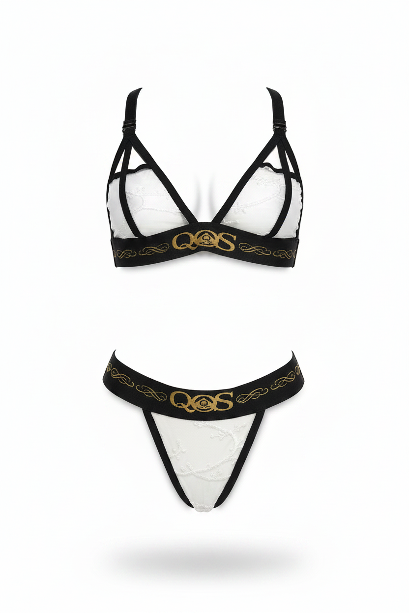 QOS White Lace Lingerie Set | Limited Edition | Bra & Thong