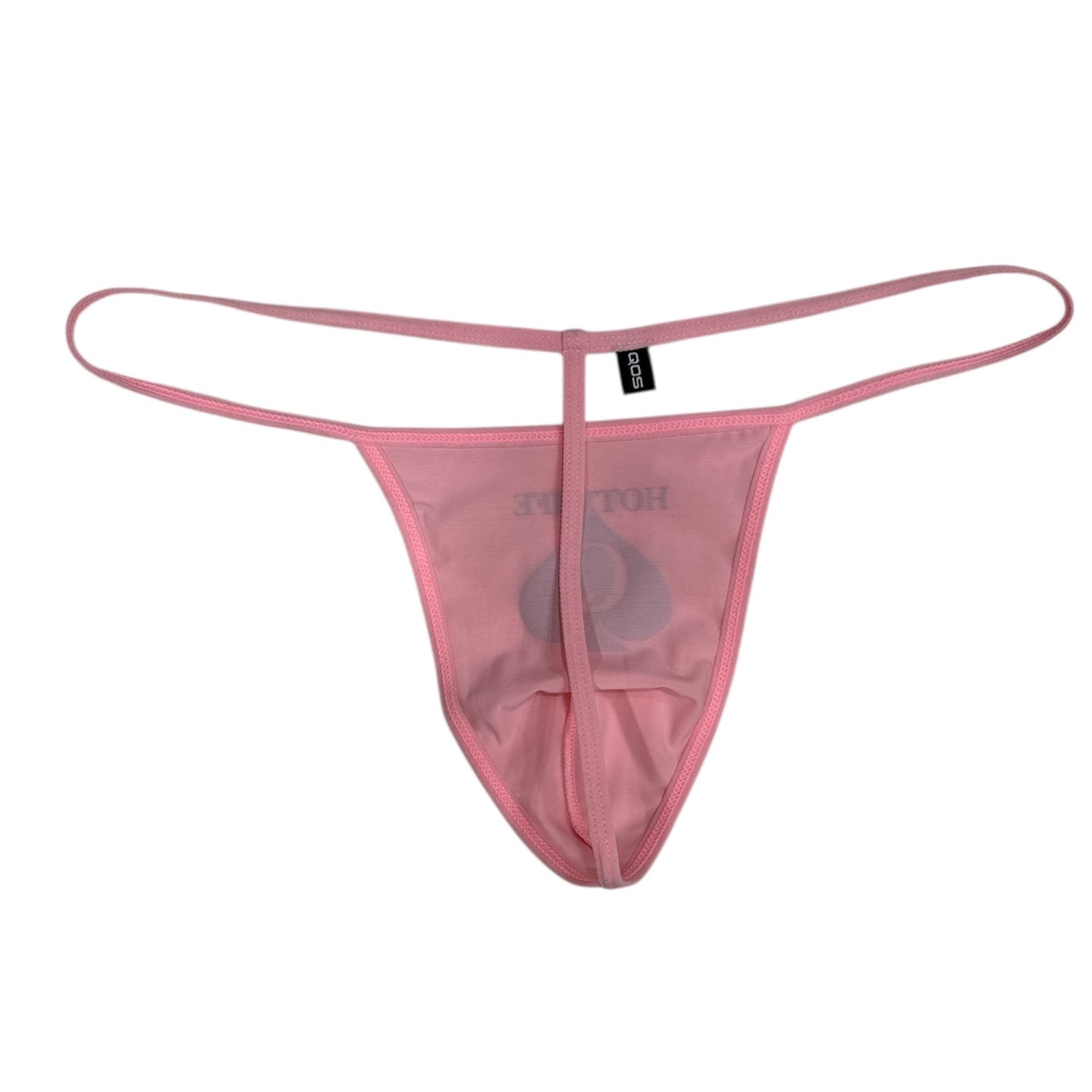 Pink thong with brand logo on a white background