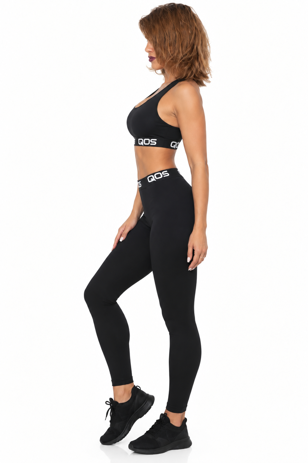 QOS Black Yoga Set | Crop Top & Leggings