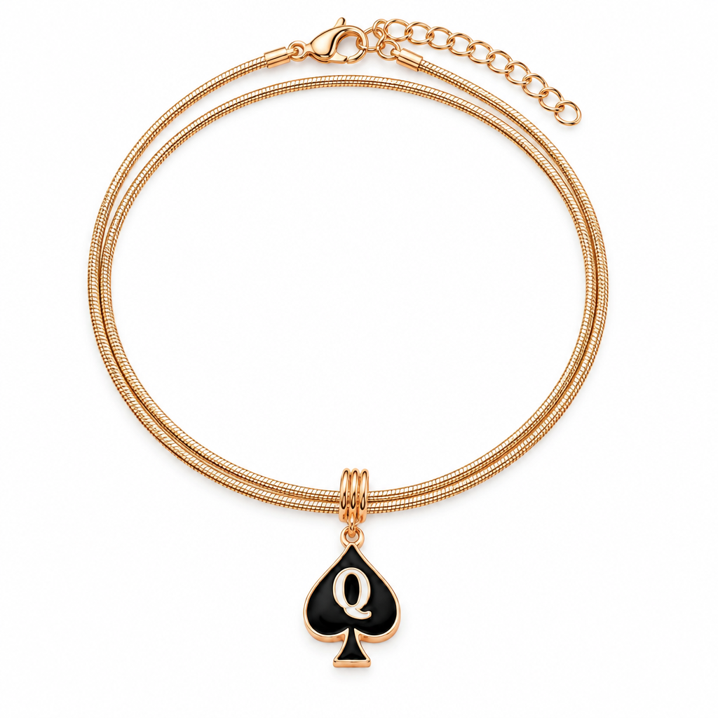 QOS Necklace with Rose Gold-Tone Q Spade Charm