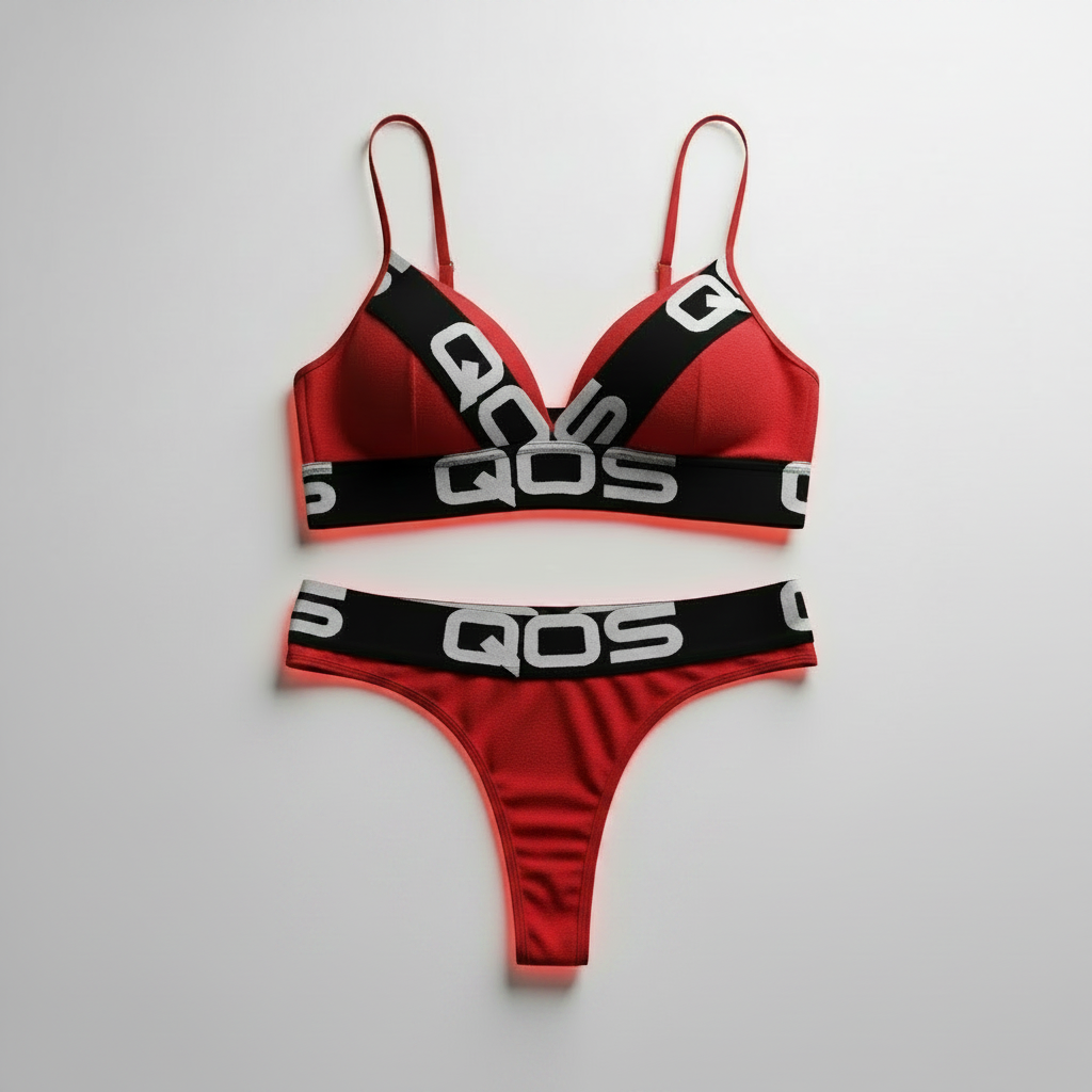 QOS Queen of Spades Bold Logo Band Sports Bralette Set — Wicked-X Red