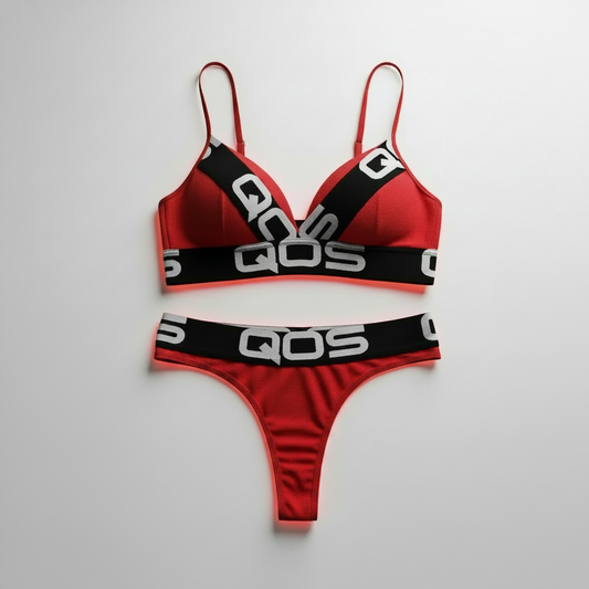 QOS Queen of Spades Bold Logo Band Sports Bralette Set — Wicked-X Red