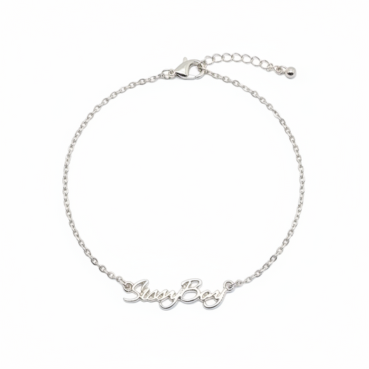 Cursive Script Chain Bracelet — Silver | SISSY Line