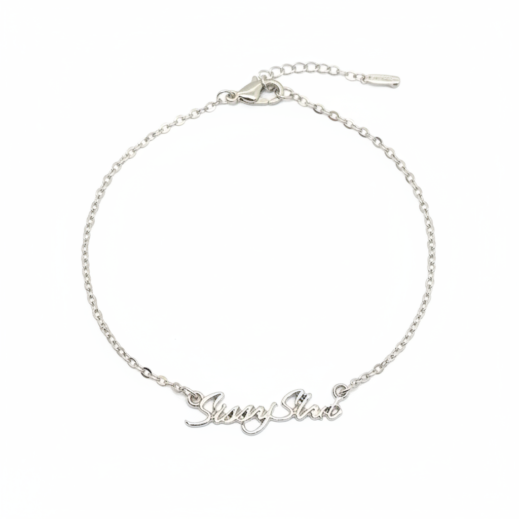 Cursive Bold Script Chain Bracelet — Silver | SISSY Line