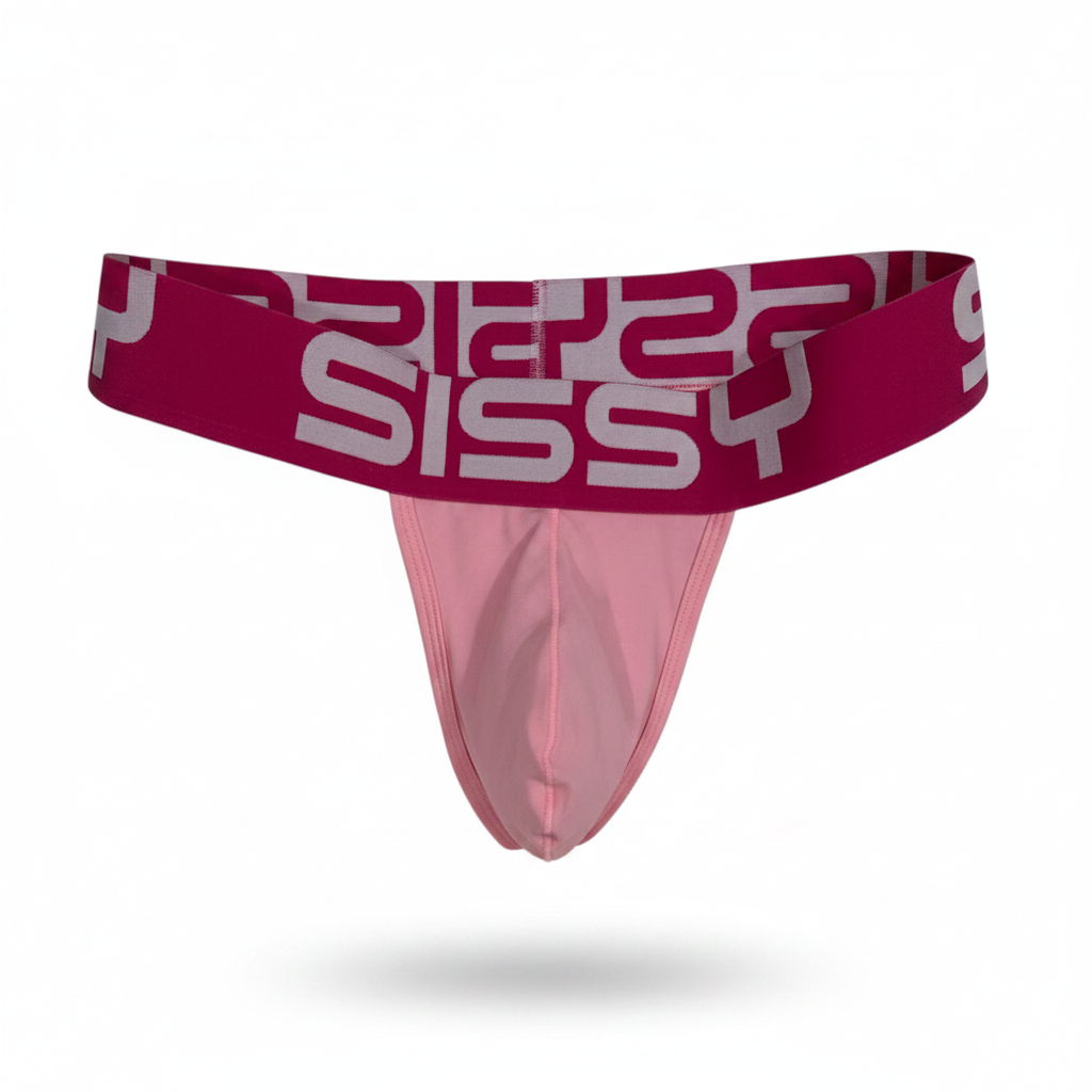 SISSY Thong — Bold Hot Pink Logo Band