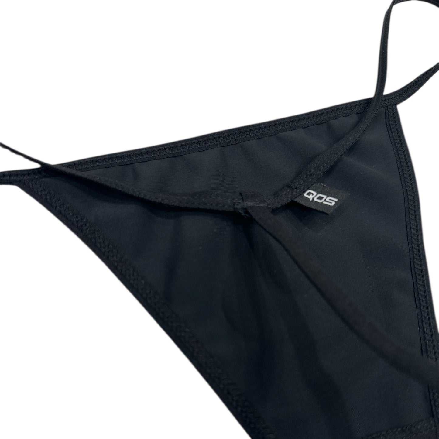 Black apron with a brand logo on a white background