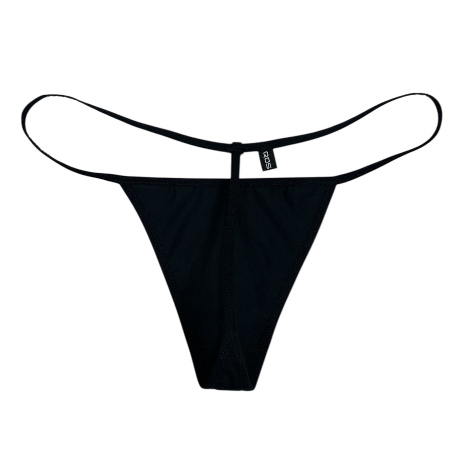 Black thong underwear on a white background