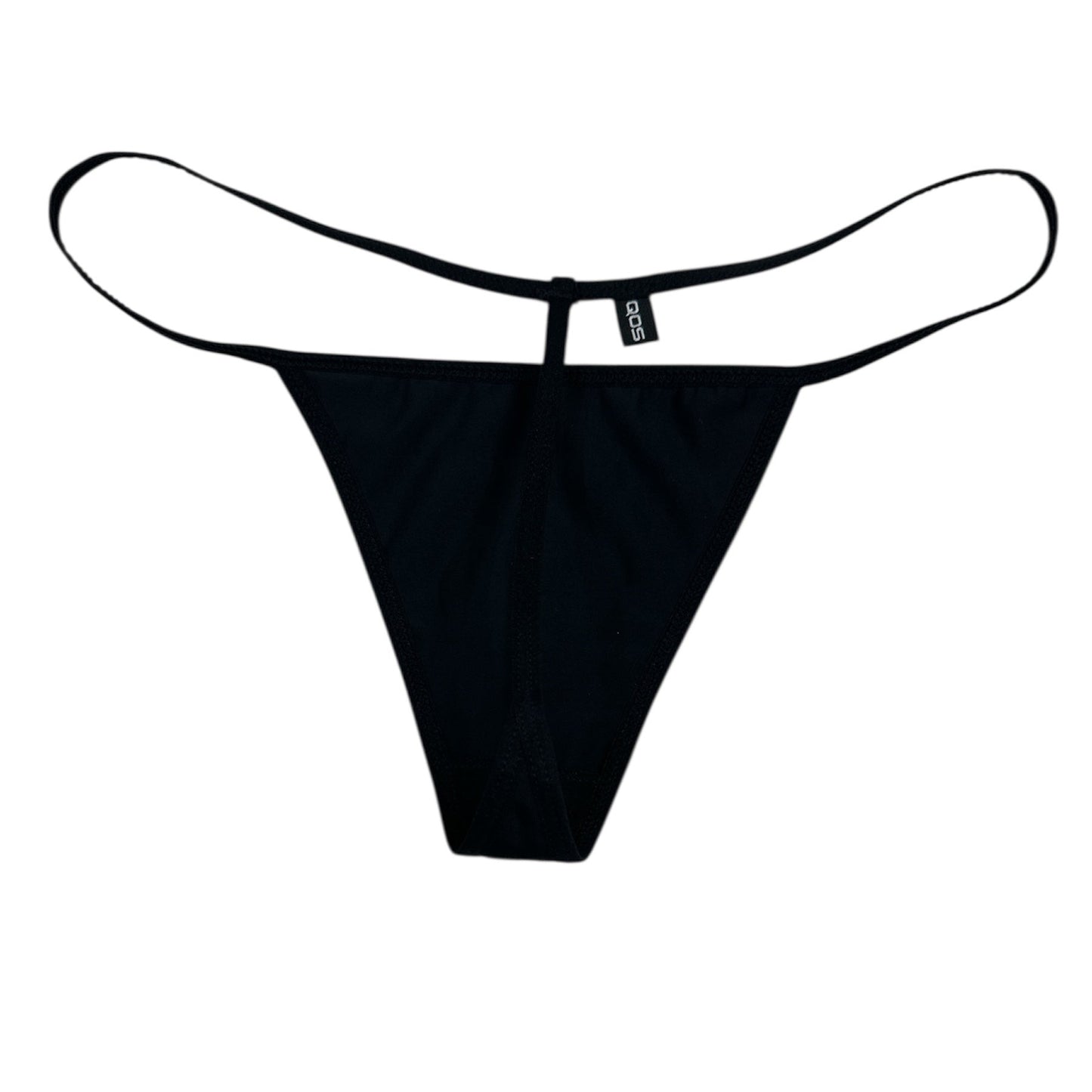 Black thong swimsuit on a white background