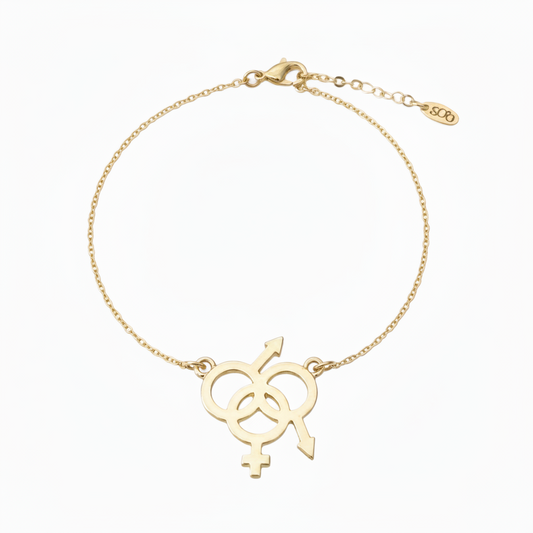 QOS Triple Symbol Charm Anklet — Gold