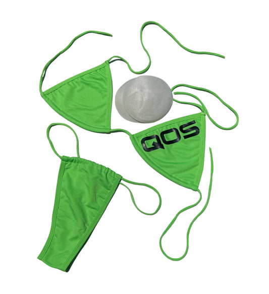 QOS Neon Green String Bikini