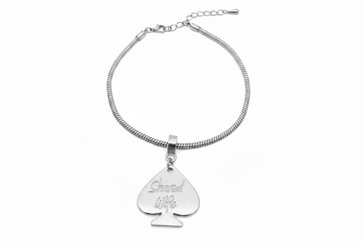 QOS Spade Charm Euro Snake Anklet - Shared Wife Engraved