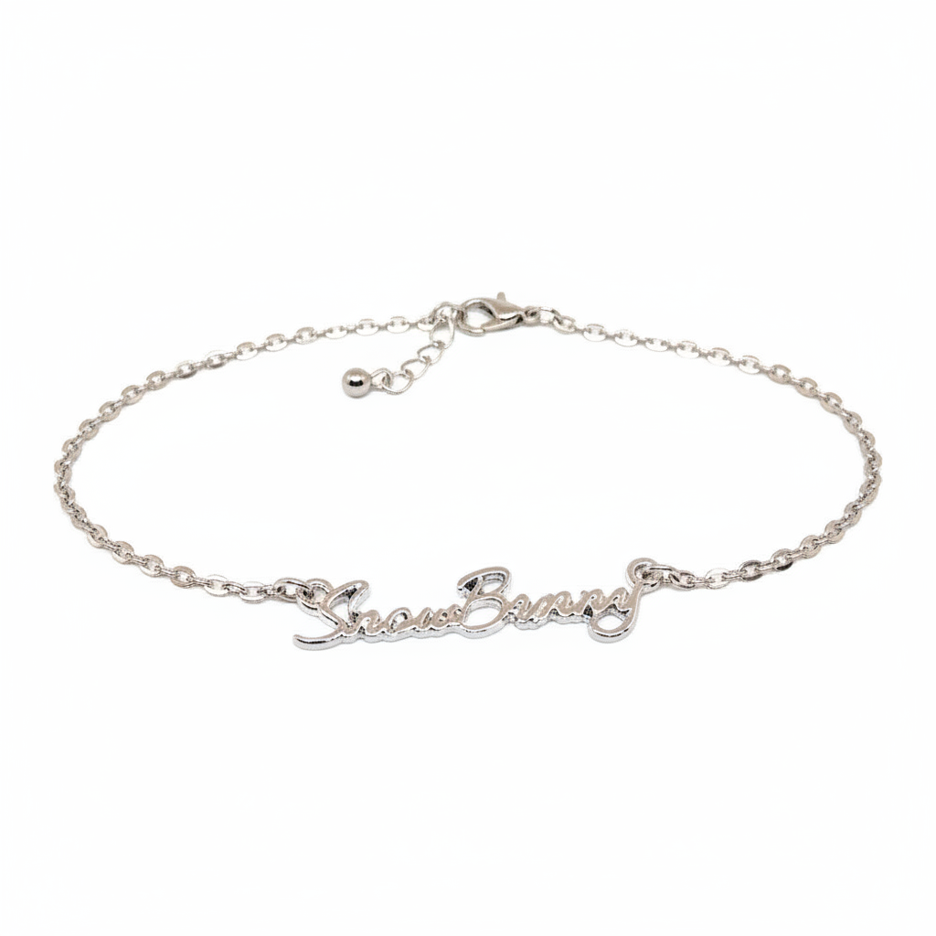 QOS - Cursive SNOW-BUNNY Chain Bracelet
