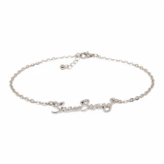 QOS - Cursive SNOW-BUNNY Chain Bracelet