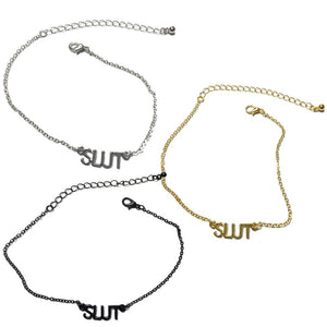 Queen Of Spades - "Slut" Letters - Chain Anklets - Slutty Gold, Silver or Black Colors
