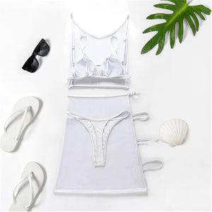 QOS Lace 4pc Bikini - Off White Snow Bunny