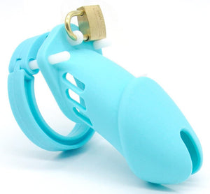 Turquoise SISSY Male Silicone Cock Cuck Cage Chastity Cage Device Penis Exercise