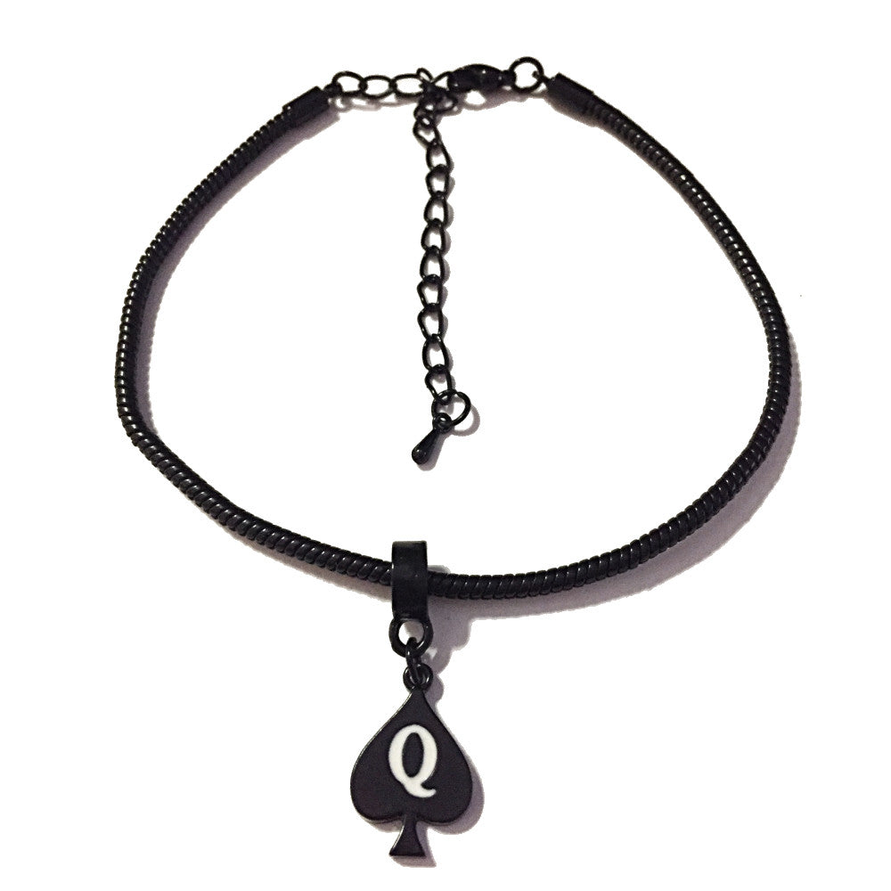 Queen of Spades - "Q" Spade Charm Anklet - QOS BRAND - Hotwife - Vixen - Sissy
