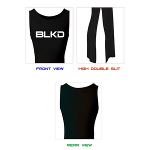 BLKD Sexy High Neck Bodycon - Sleeveless Extreme Double Splits Tank Dress/Top
