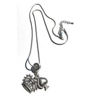 QOS Queen Of Spades - Silver Crown Charm Necklace V1 - Cuckold Jewelry