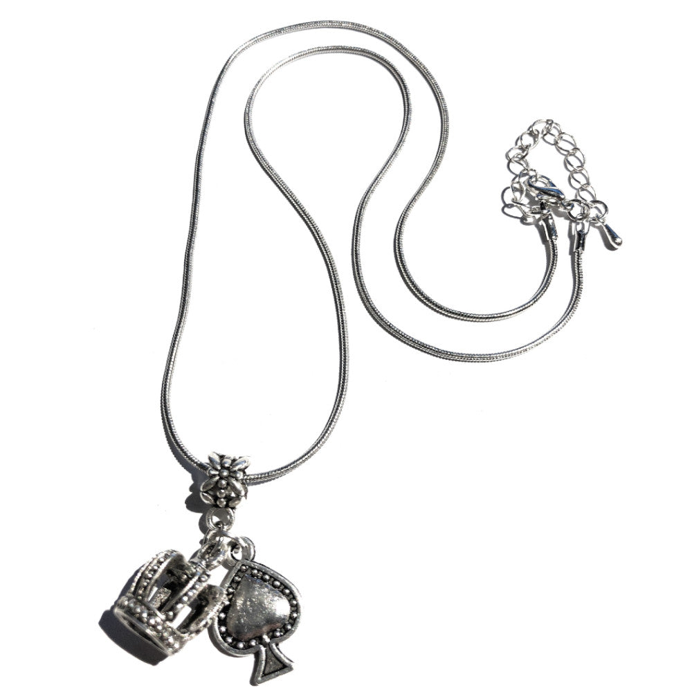 QOS Queen Of Spades - Silver Crown Charm Necklace V3