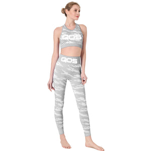 Grey Camouflage QOS - 2 Piece Yoga Seamless Tight-fitting Workout Outfit