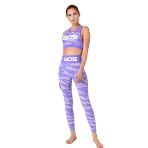 Purple Camouflage QOS Brand - 2 Piece Yoga Seamless Tight-fitting Workout Outfit