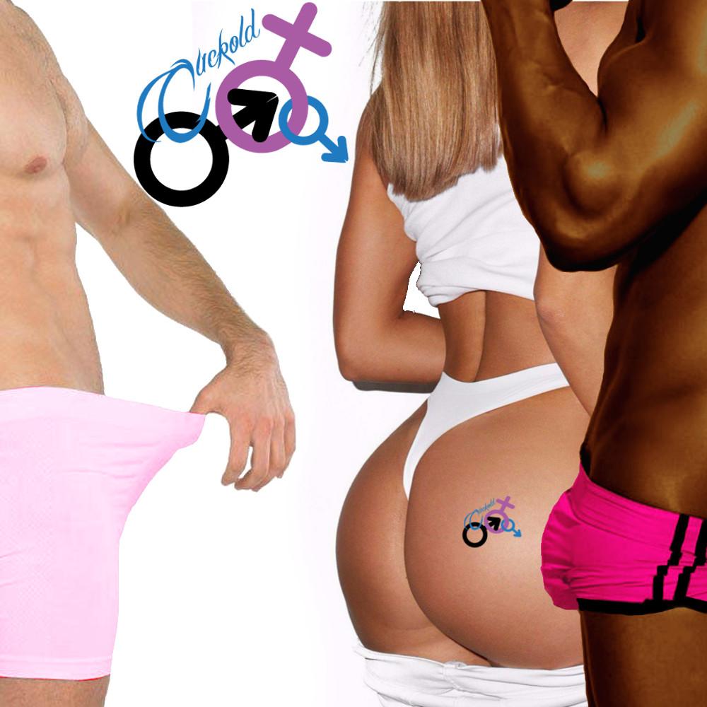 QOS - Cuckold MFM - High Quality Temporary Tattoos - Black Purple & Blue