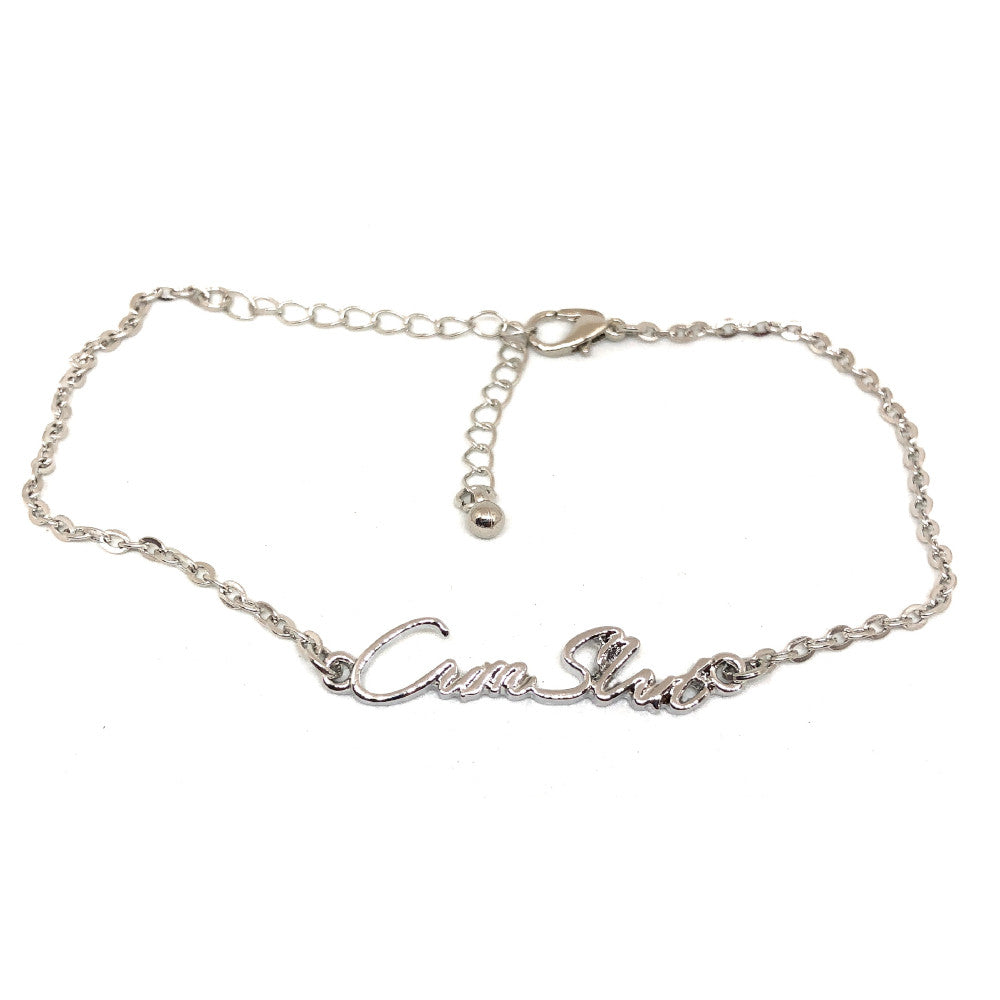 QOS BRAND Queen Of Spades - "CUMSLUT" Charm  -  Chain Anklet