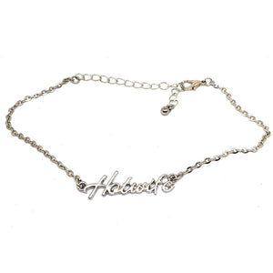 QOS Queen of Spades - Cursive Letter "HOTWIFE" - Chain Anklets - Slutty Silver