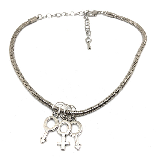 MFM - ♂♀♂ Naughty Swinger Gender Symbols Charm - Chain Anklet