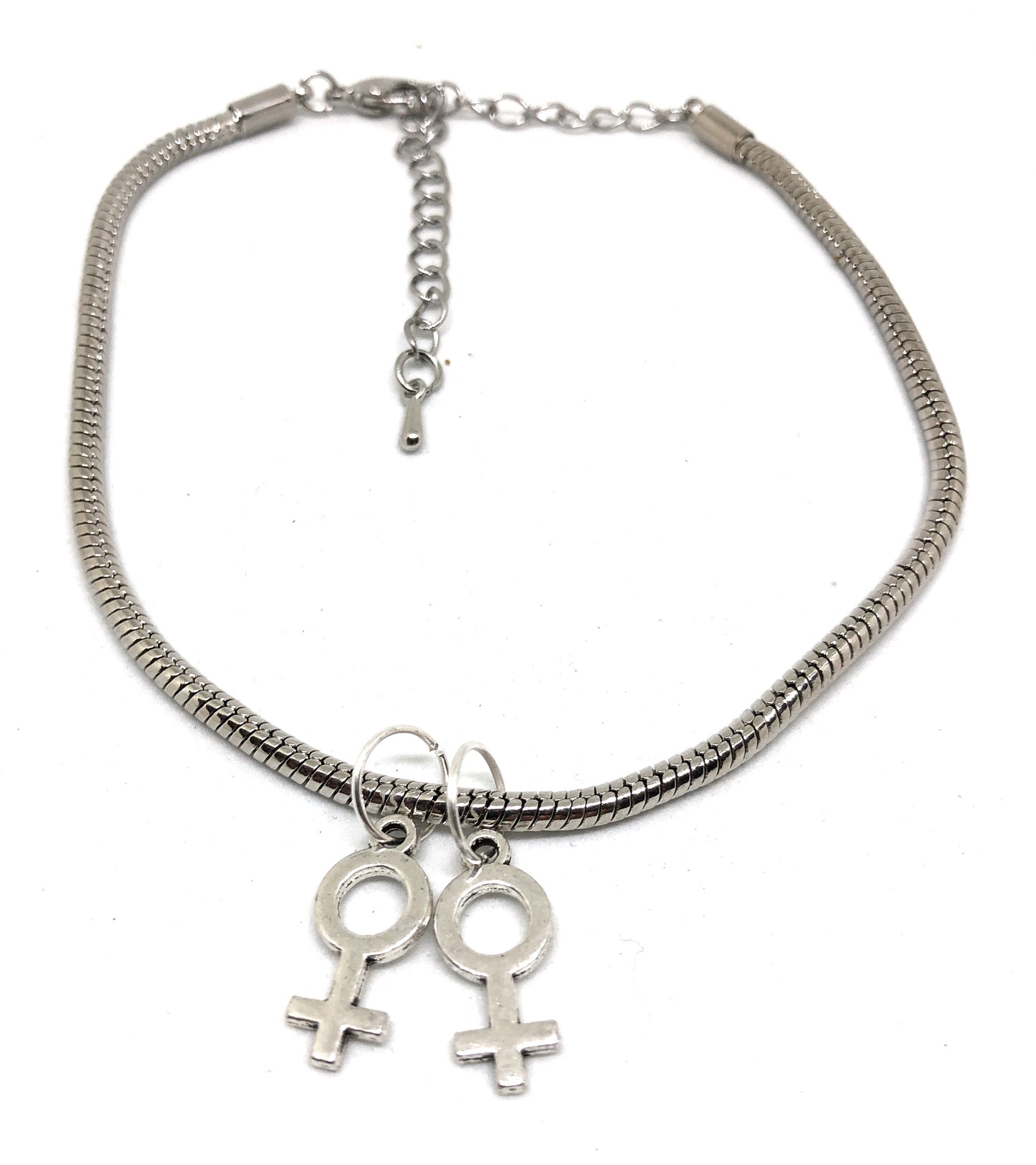 FF -  Lesbian Gay Sex Gender Female Symbol Charms - Snake Anklet