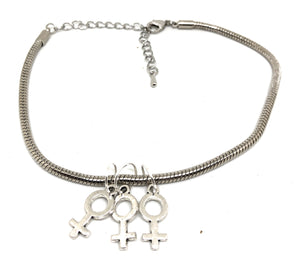 FFF - threesome 3some Group Sex Gender Symbol Charm Gay Lesbian - Euro Snake Anklet