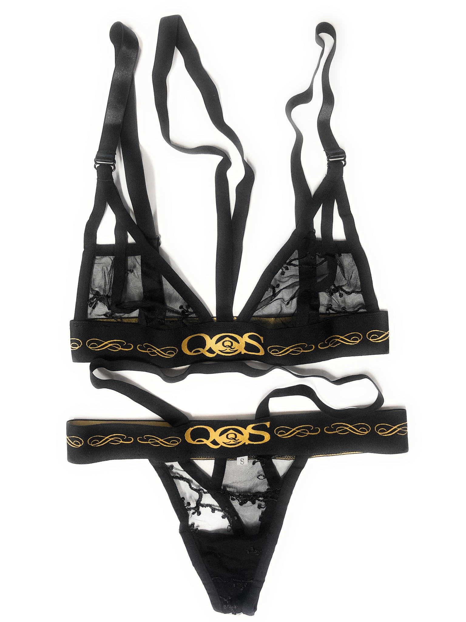 QOS Logo Queen of Spades - Limited Edition Lace Lingerie Set - Black