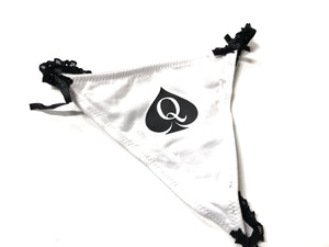 Black & White Lace Cotton G-String - Queen Of Spades QOS Brand Logo