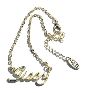 QOS - Cursive Gold "Sissy" Chain Anklets - Twink, CD , TS , Bottom, Bi, Submissive, Slave